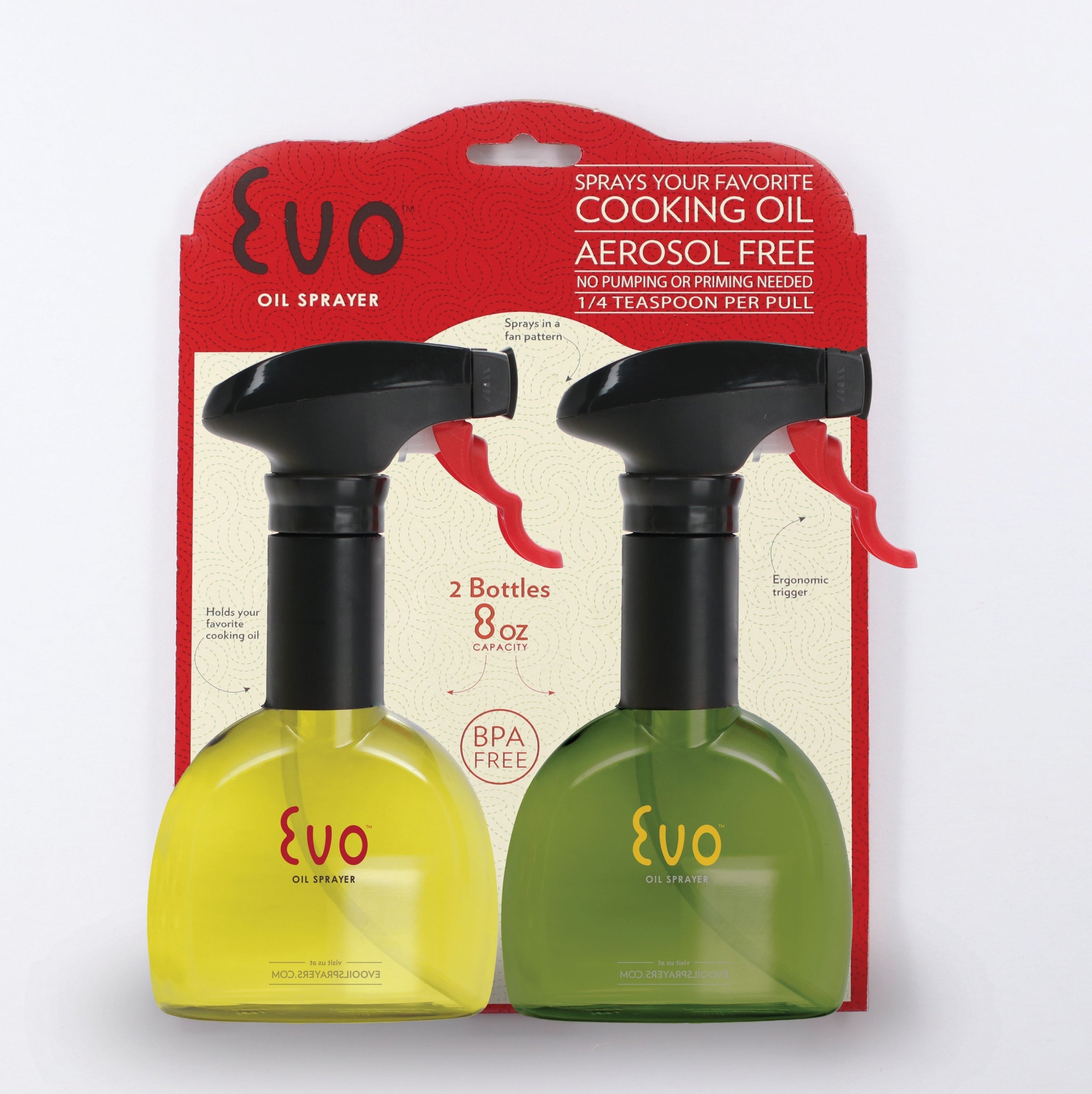 Evo Oil Sprayer for Olive Oil and Cooking Oils, Set of 2 Bottles